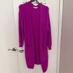 DAVI & DANI Vibrant Pink Open-Front Cardigan